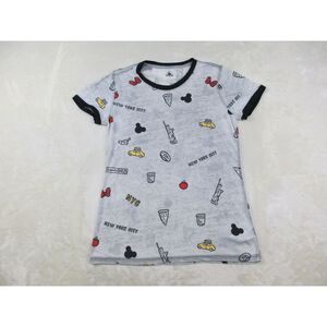 Disney Shirt Womens Medium Gray Mickey All Over‎ Print New York City Sheer*